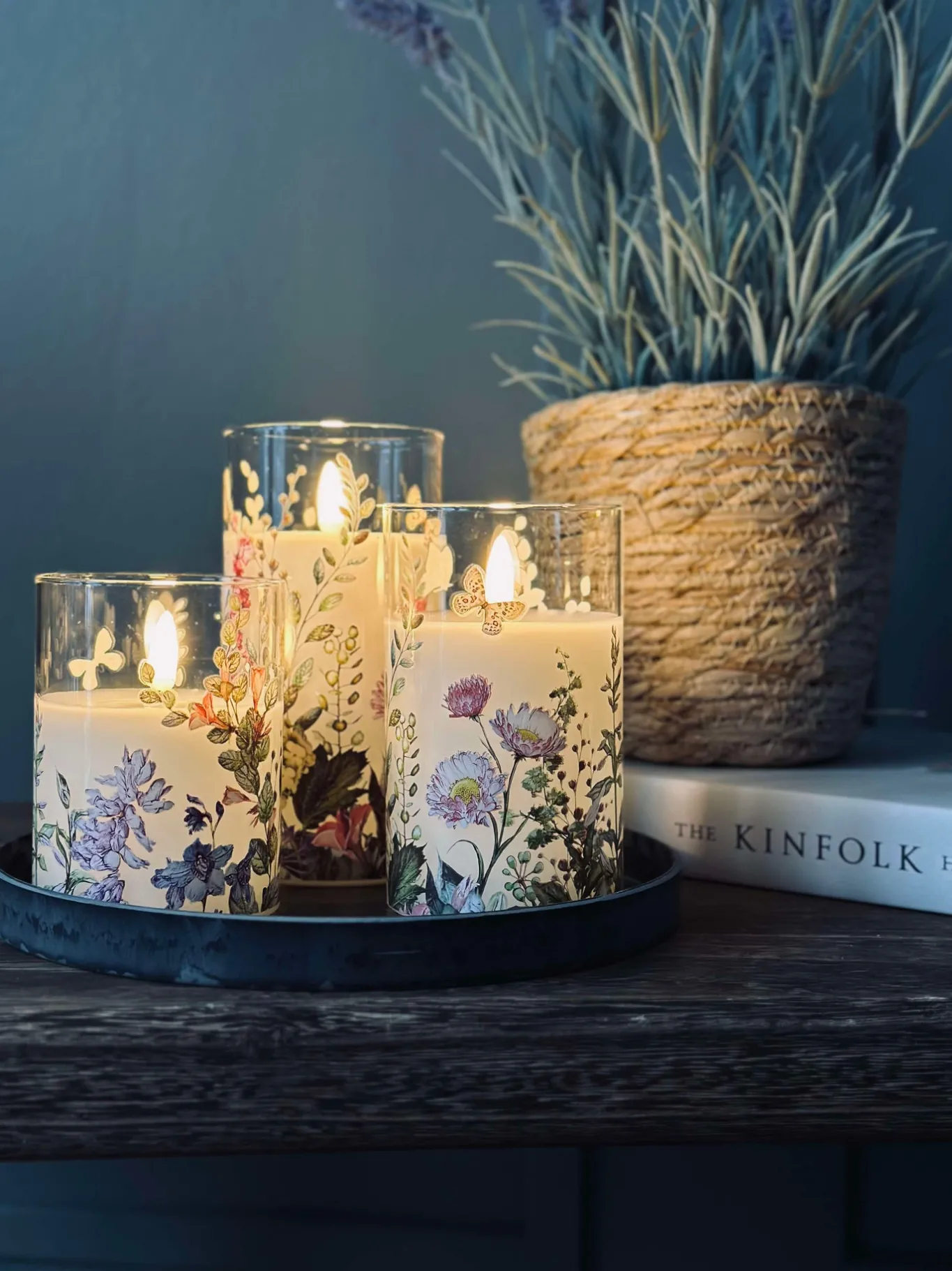 VIAMAJA Lys Og Led|Led Bloklys<LED FLORA Cylinder – Sæt med 3 stk og fjernbetjening