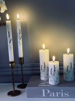 VIAMAJA Lys Og Led|Led Bloklys<LED FLORA Lavendel – Sæt med 3 stk og fjernbetjening