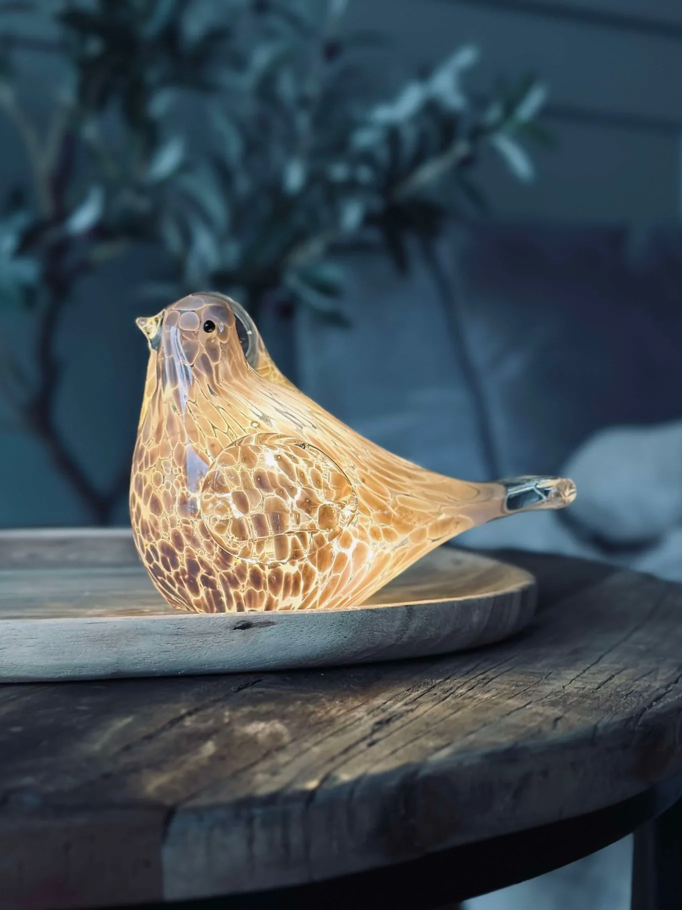VIAMAJA Mushroom Lamper|Mushroom Lamper<LED Fugl i mundblæst glas - Old Rose