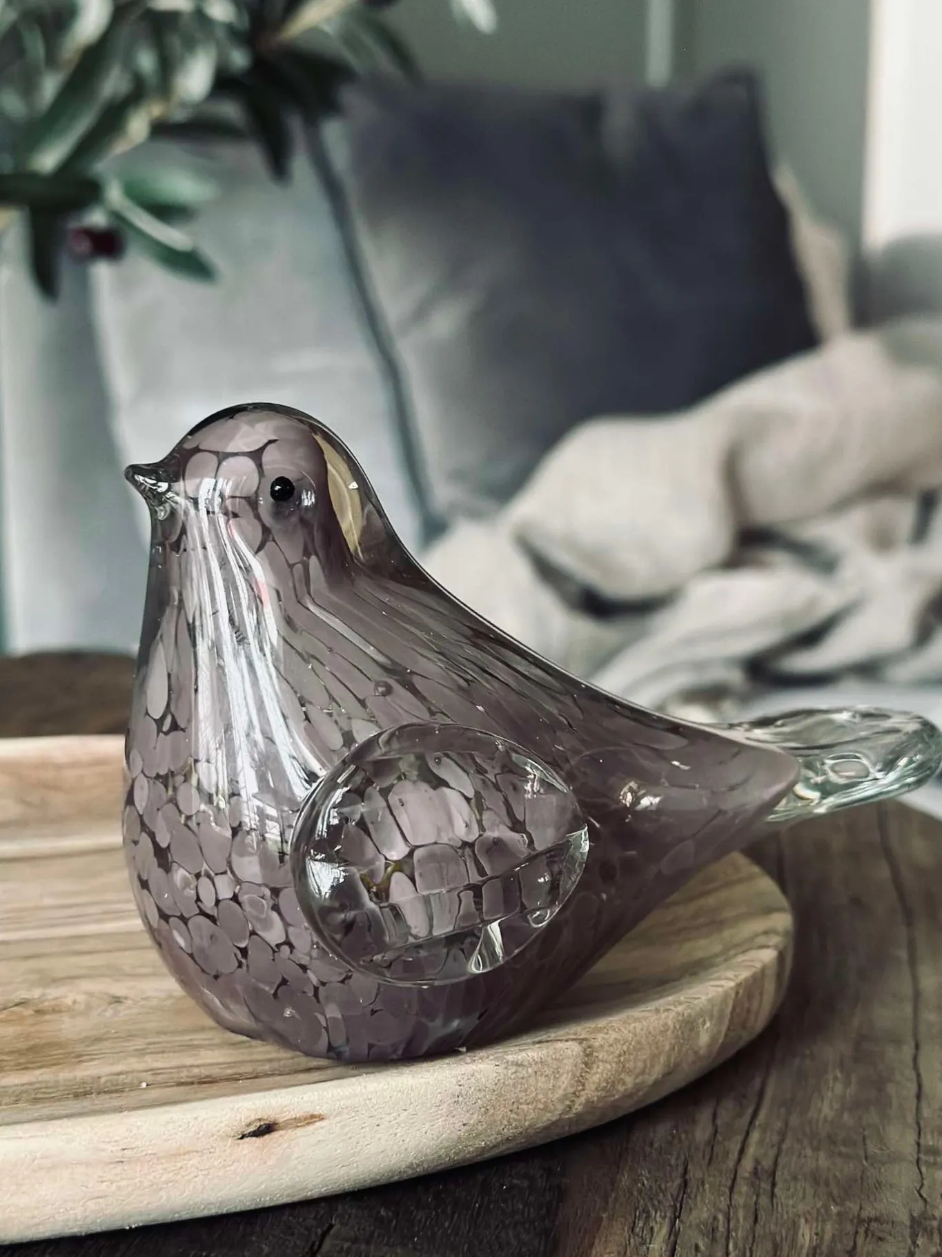 VIAMAJA Mushroom Lamper|Mushroom Lamper<LED Fugl i mundblæst glas - Old Rose