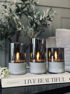 VIAMAJA Lys Og Led|Udendørs Led<LED GREY Cylinder Sæt med 3 stk - Godkendt til Inde