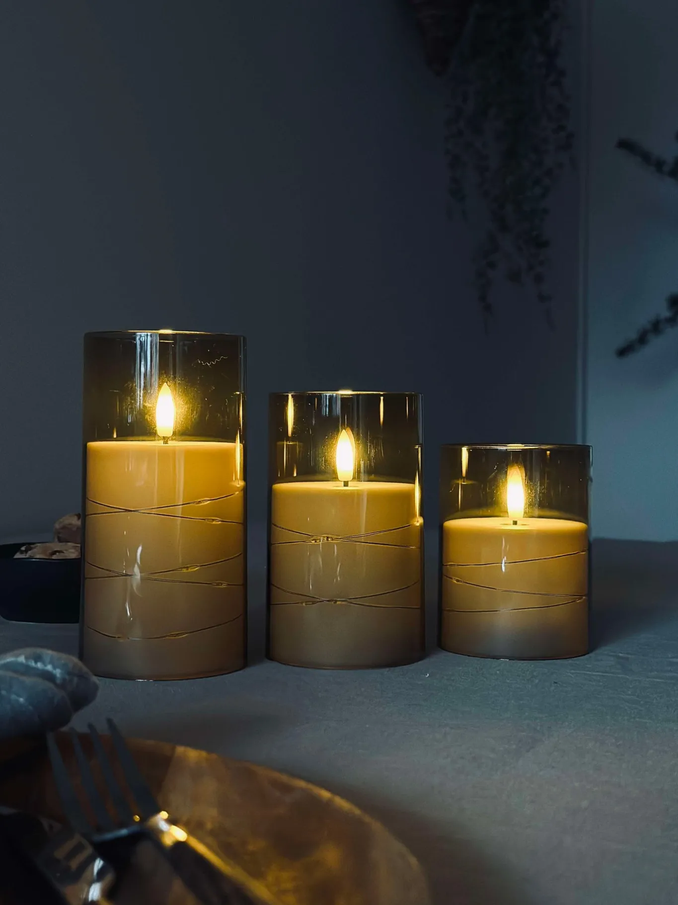 VIAMAJA Lys Og Led|Led Bloklys<LED Lys ALMA 3 stk m. fjernbetjening