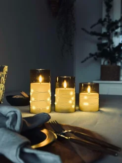 VIAMAJA Lys Og Led|Led Bloklys<LED Lys ALMA 3 stk m. fjernbetjening