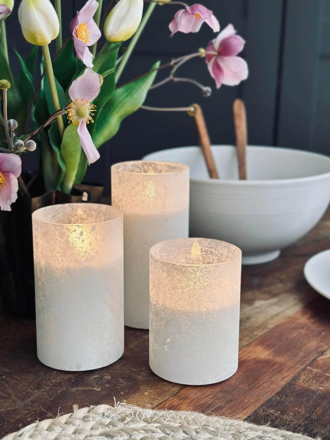 VIAMAJA Lys Og Led|Led Bloklys<LED Lys FROZEN - Hvid 3 stk