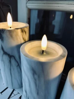 VIAMAJA Lys Og Led|Led Bloklys<LED marmor bloklys 15cm Grå