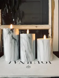 VIAMAJA Lys Og Led|Led Bloklys<LED marmor Grå 10cm