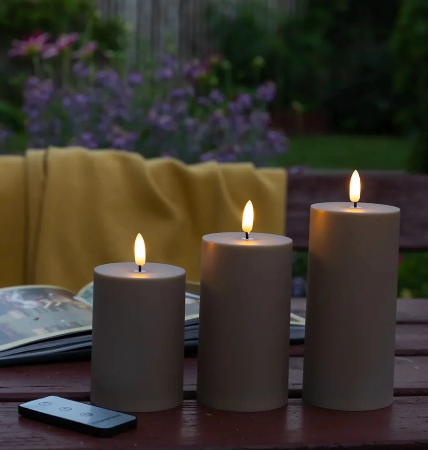 VIAMAJA Lys Og Led|Udendørs Led<LED Udendørs Bloklys sæt af 3 stk – Sand