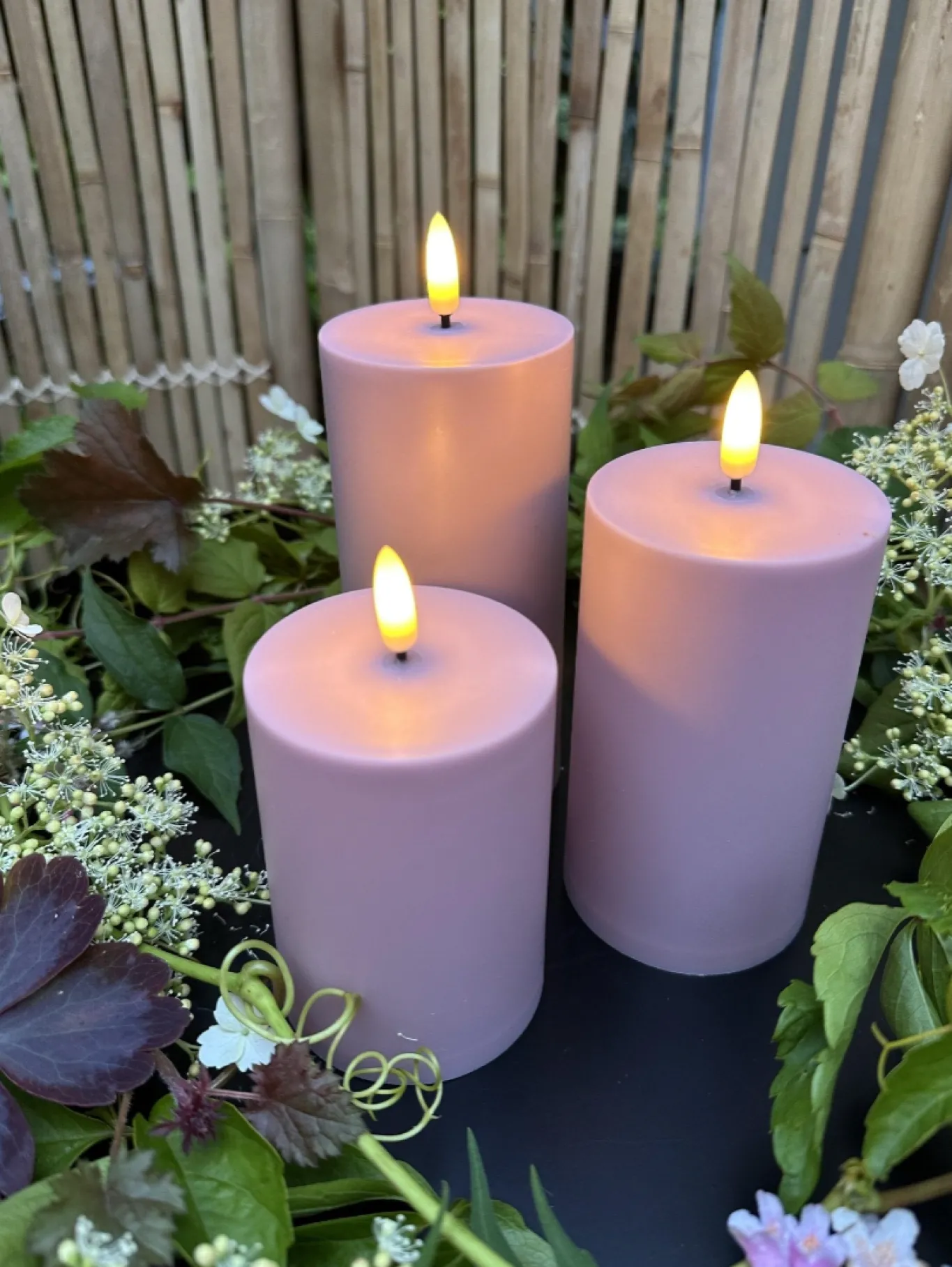 VIAMAJA Lys Og Led|Udendørs Led<LED Udendørs Bloklys sæt af 3 stk – Rosa