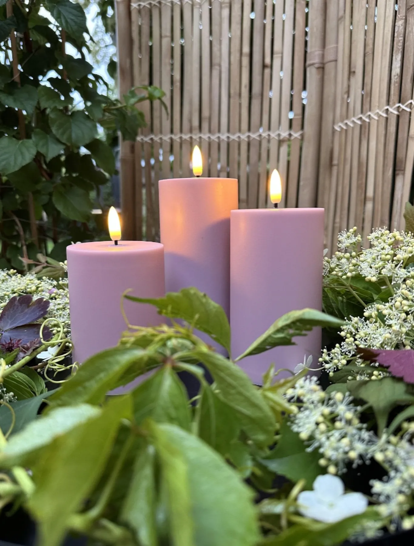VIAMAJA Lys Og Led|Udendørs Led<LED Udendørs Bloklys sæt af 3 stk – Rosa