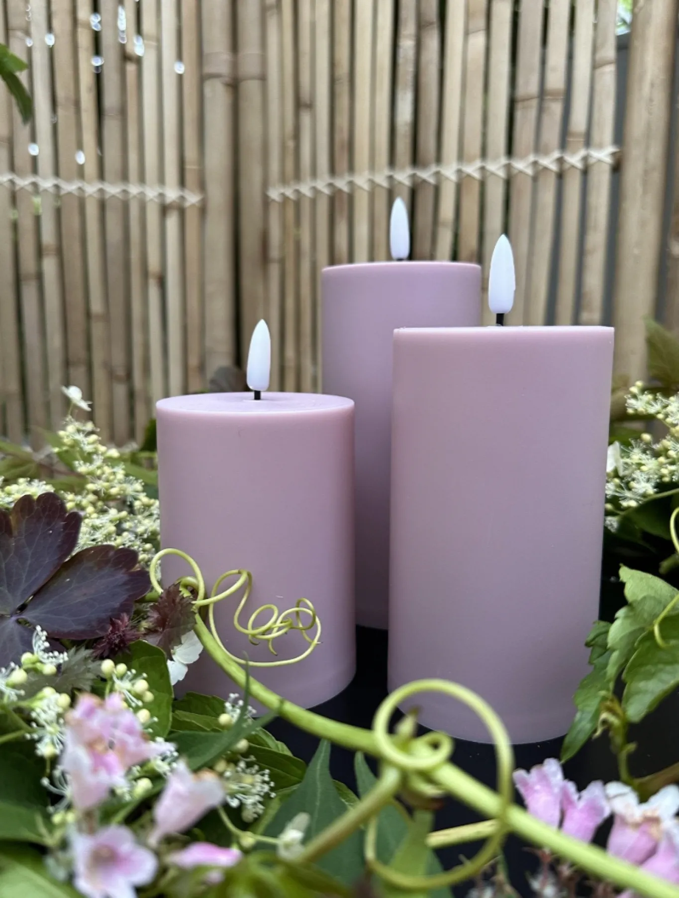 VIAMAJA Lys Og Led|Udendørs Led<LED Udendørs Bloklys sæt af 3 stk – Rosa