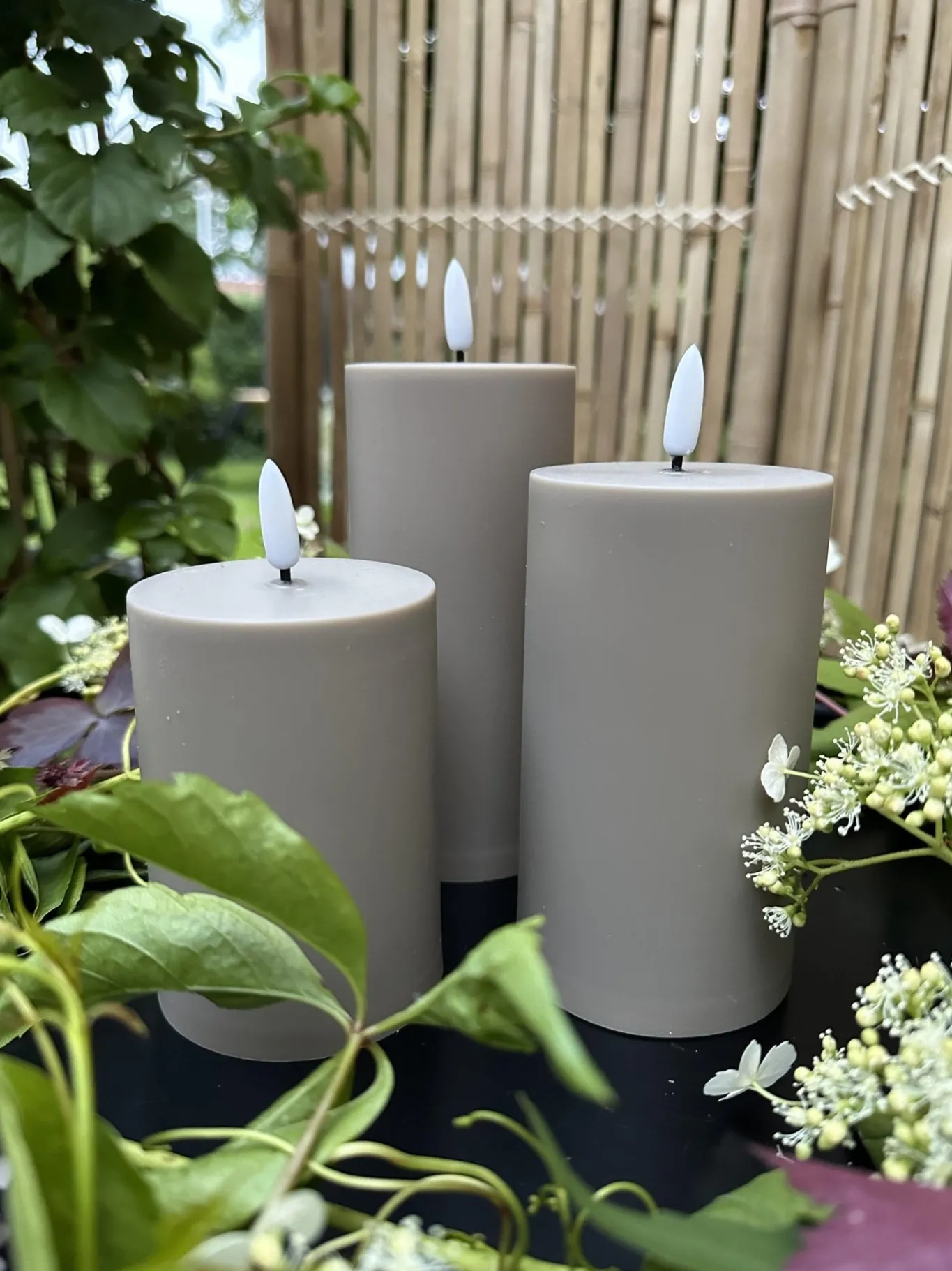 VIAMAJA Lys Og Led|Udendørs Led<LED Udendørs Bloklys sæt af 3 stk – Sand