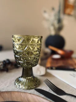 VIAMAJA Lysestager<Lysestage Pokal - Grøn glas