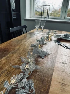 VIAMAJA Led Jul|Led Dekoration<Lyskæde LED SØLV med glimmer og timer
