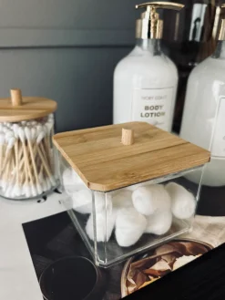 VIAMAJA Opbevaring Til Badeværelse|Makeup Opbevaring<Makeup organizer - Akryl med bambuslåg