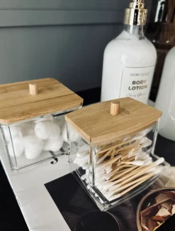 VIAMAJA Opbevaring Til Badeværelse|Makeup Opbevaring<Makeup organizer - Akryl med bambuslåg