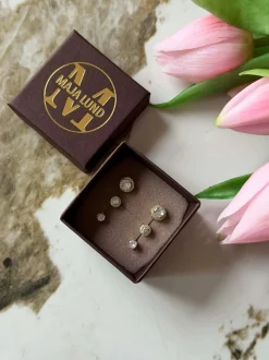 VIAMAJA Ørestikker<Mix box med 6 øreringe - Bea 18k forgyldt