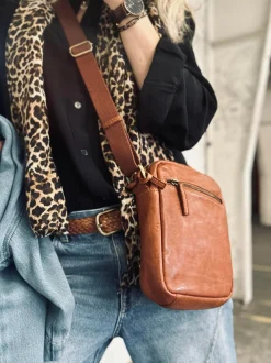 VIAMAJA Cross Body|Læder Tasker<Mobiltaske / Crossover – Cognac