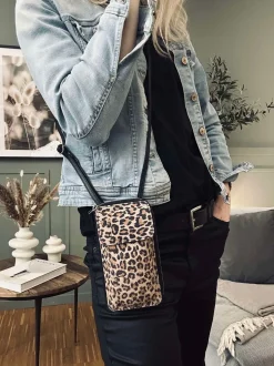 VIAMAJA Cross Body|Læder Tasker<Mobiltaske / Crossover Daily Leopard - Small