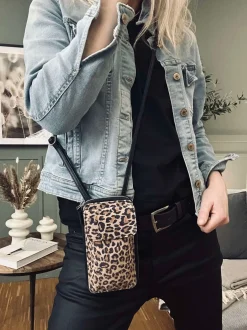 VIAMAJA Cross Body|Læder Tasker<Mobiltaske / Crossover Daily Leopard - Small