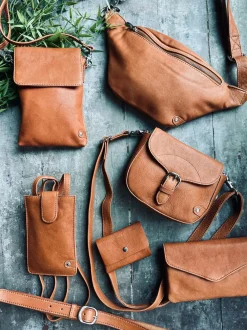 VIAMAJA Læder Tasker|Mobiltasker<Mobiltaske Aura Cognac