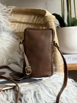 VIAMAJA Læder Tasker|Mobiltasker<Mobiltaske Misse - Coffee / gold