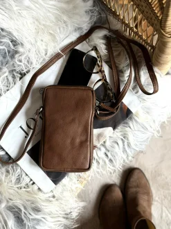 VIAMAJA Læder Tasker|Mobiltasker<Mobiltaske Misse - Coffee / silver