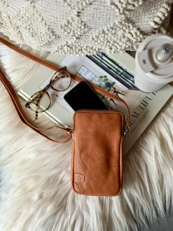 VIAMAJA Læder Tasker|Mobiltasker<Mobiltaske Misse - Cognac / silver