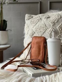 VIAMAJA Læder Tasker|Mobiltasker<Mobiltaske Misse - Cognac / silver