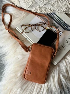 VIAMAJA Læder Tasker|Mobiltasker<Mobiltaske Misse - Cognac / gold
