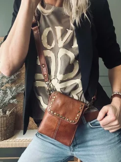 VIAMAJA Læder Tasker|Mobiltasker<Mobiltaske Sally Walnut