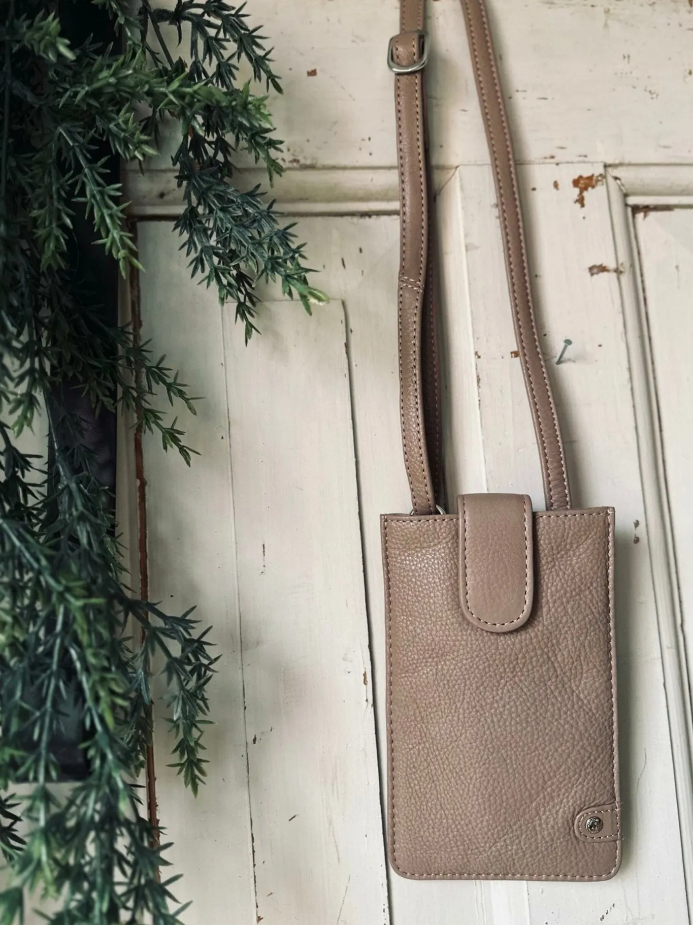 VIAMAJA Læder Tasker|Mobiltasker<Mobiltaske Small Aura Dusty taupe