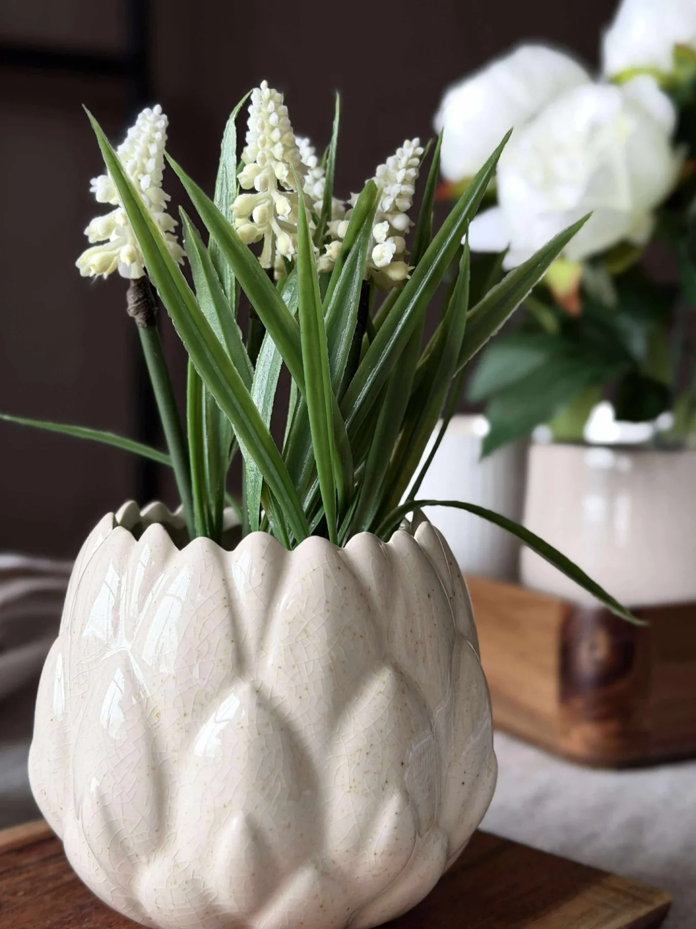 VIAMAJA Blomster<Perlehyacint moskugle - Hvid