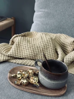 VIAMAJA Tæpper Og Puder|Restparti<Plaid Stone-washed Vaflet Bomuld - Gul