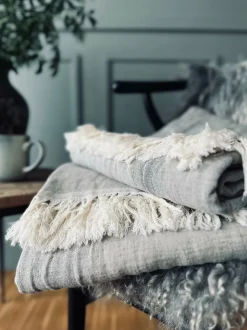 VIAMAJA Tæpper Og Puder<Plaid vævet med kork – Nature grey mix