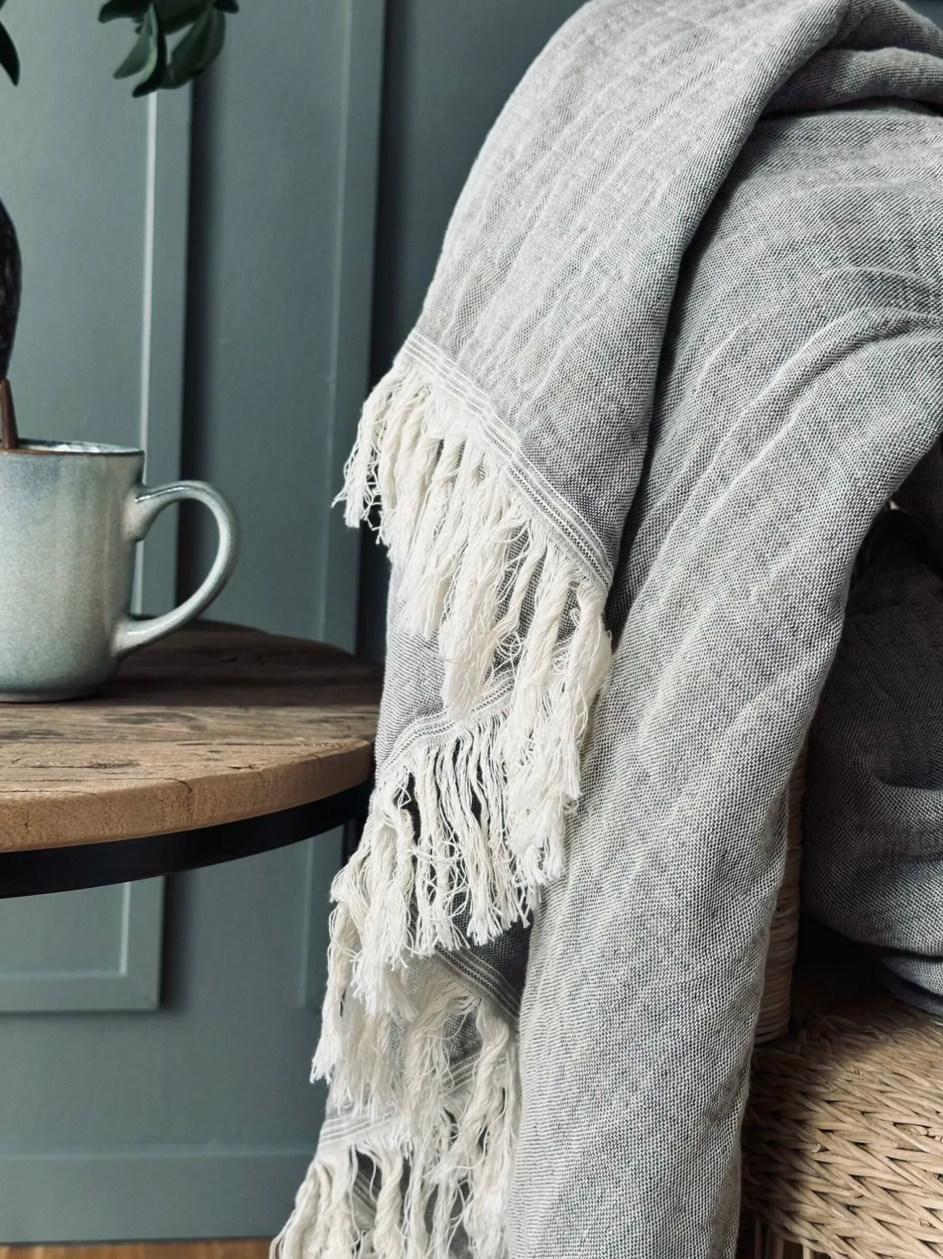 VIAMAJA Tæpper Og Puder<Plaid vævet med kork – Nature grey mix