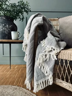 VIAMAJA Tæpper Og Puder<Plaid vævet med kork – Nature grey mix