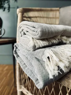 VIAMAJA Tæpper Og Puder<Plaid vævet med kork – Nature grey mix
