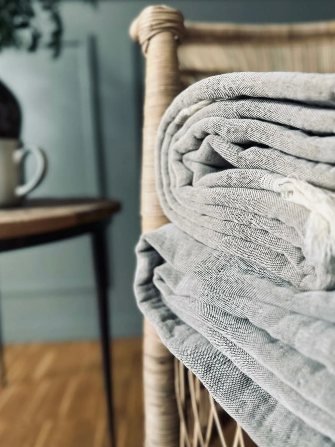 VIAMAJA Tæpper Og Puder<Plaid vævet med kork – Nature grey mix