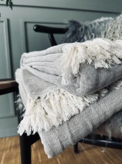 VIAMAJA Tæpper Og Puder<Plaid vævet med kork – Nature grey mix