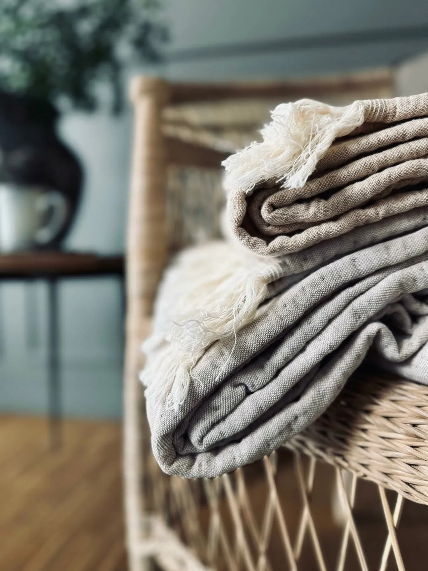 VIAMAJA Tæpper Og Puder<Plaid vævet med kork – Nature mix