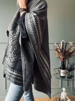 VIAMAJA Poncho<Poncho Grey boheme