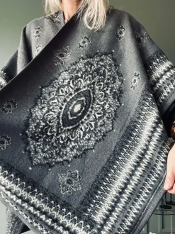 VIAMAJA Poncho<Poncho Grey boheme