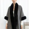 VIAMAJA Poncho<Poncho med pelskant - Black