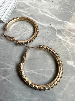 VIAMAJA Hoops<Øreringe Smilla Hoops 18K forgyldt - Mørkgrå