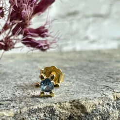 VIAMAJA Ørestikker<Ørestik Single GIA Azur blue 18K forgyldt - 1 stk