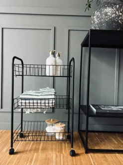 VIAMAJA Rullevogne|Opbevaring Til Badeværelse<Rullevogn med trådkurve - Sort