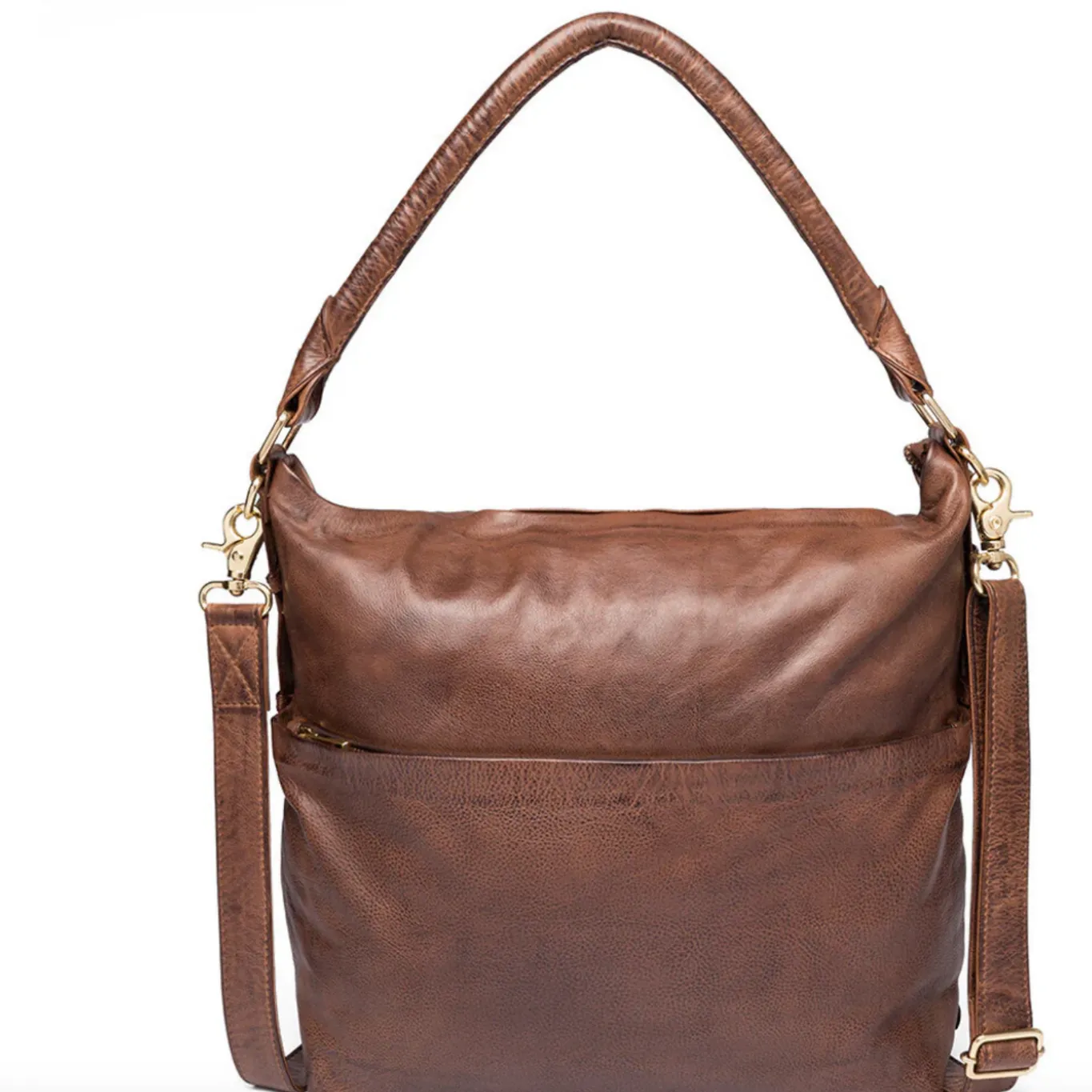 VIAMAJA Cross Body<Rummelig skuldertaske i flot skindkvalitet - Brandy