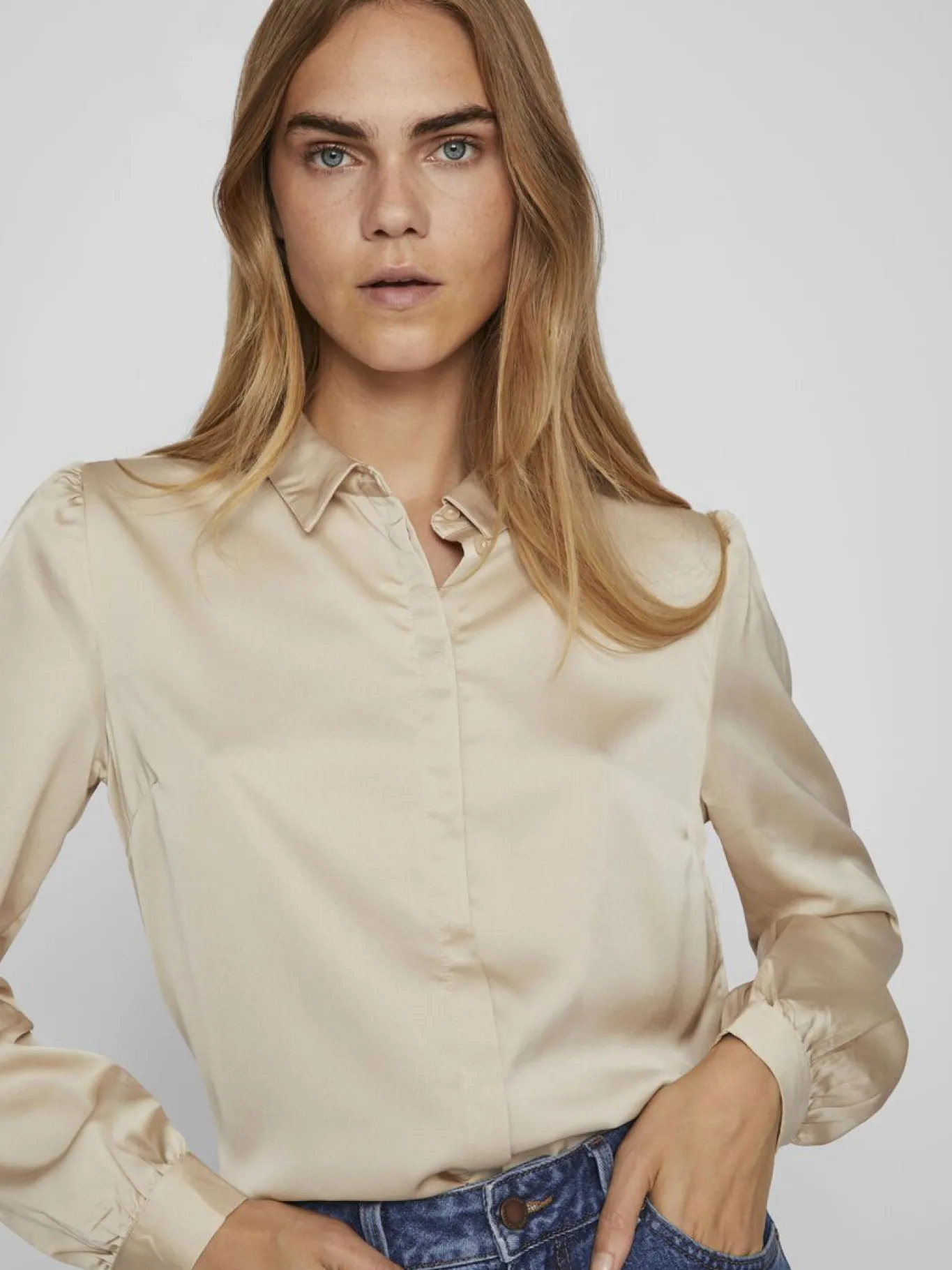 VIAMAJA Skjorter<Satinskjorte Luna Beige