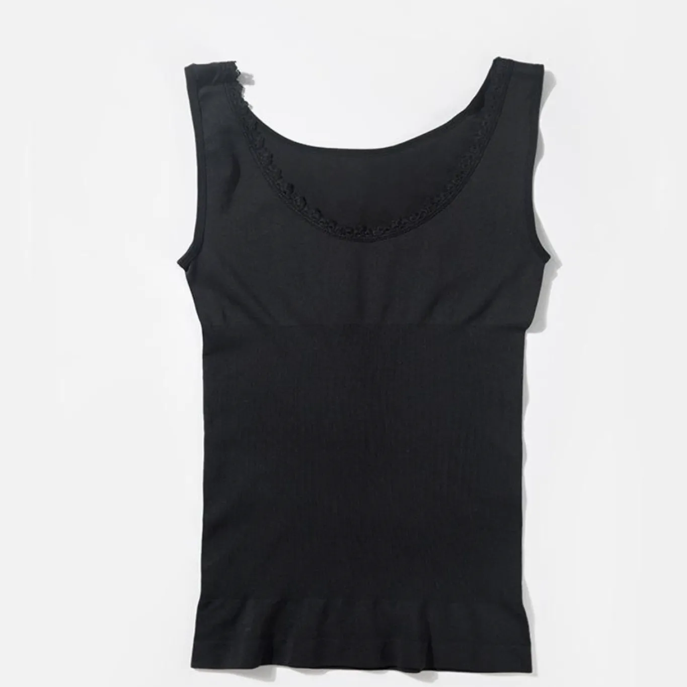 VIAMAJA Toppe|Toppe<Seamless top m. blondekant - Sort