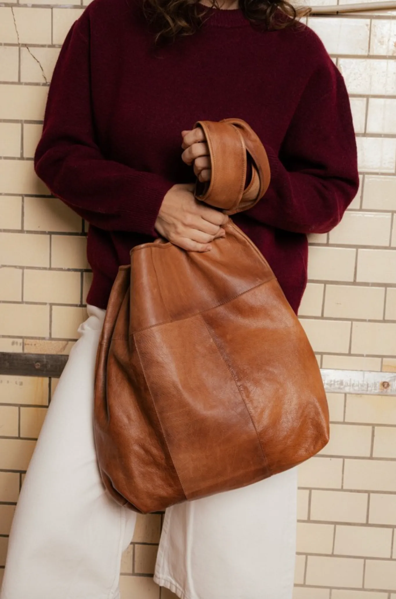 VIAMAJA Læder Tasker|Skuldertasker<Shopper – Walnut